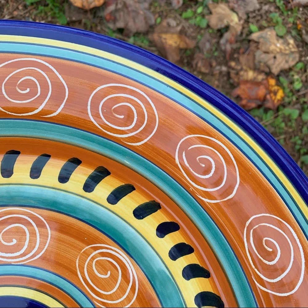 Pier 1 Hand Painted Italian Swirl Serving Platter Plater Chop Plate 14 3/4” - Picture 4 of 9